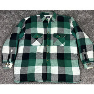 Dickies Mens XL Sherpa Lined Button Up Flannel with Quilted Bottom. Green